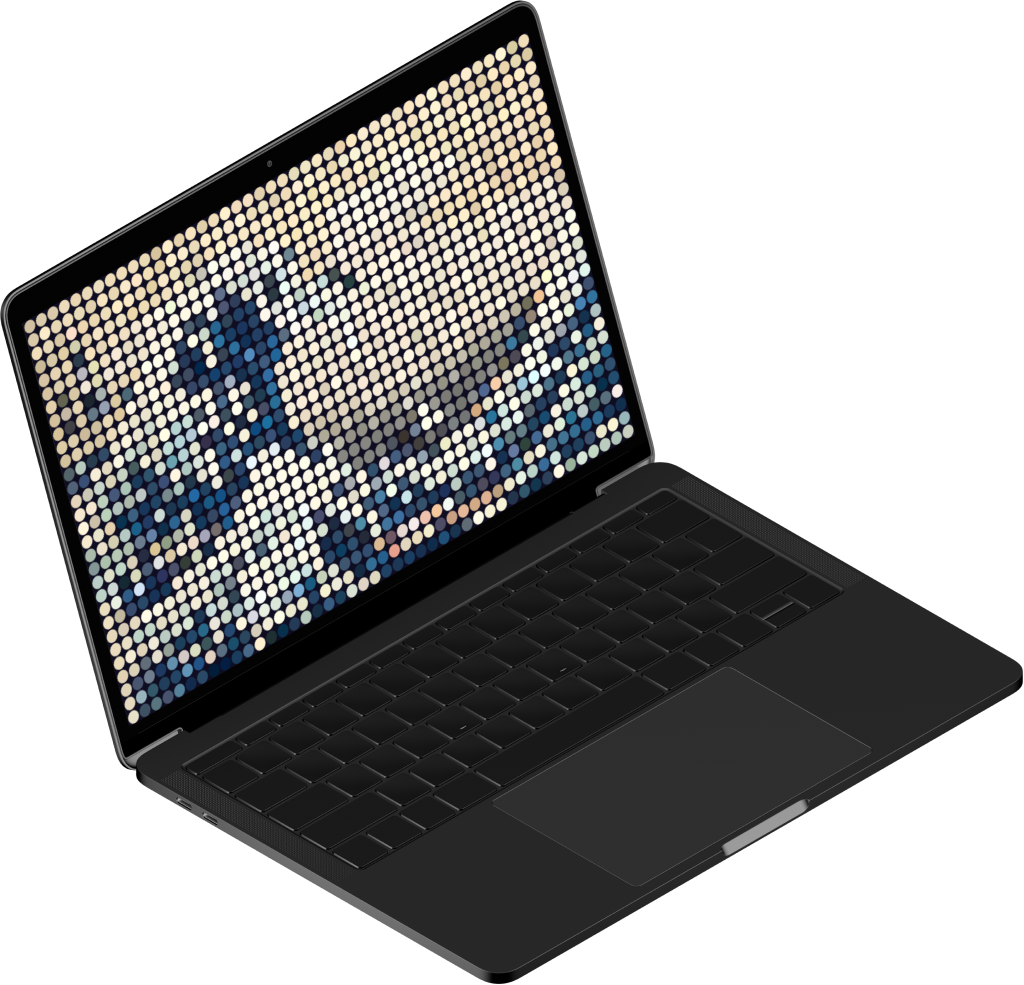 A laptop showing the pixelate.pictures website