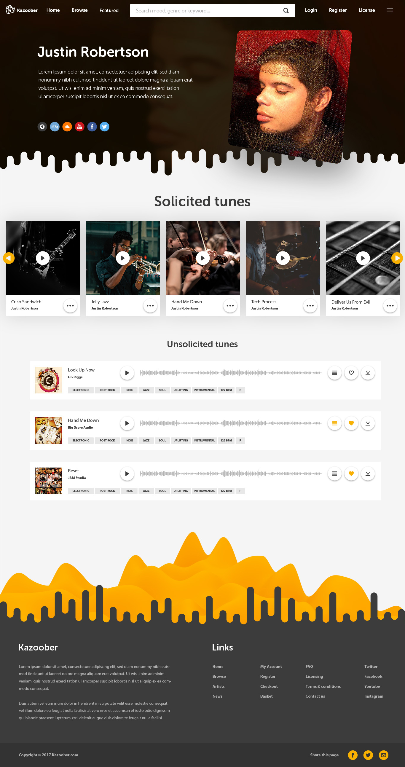 Product page showing artist profile