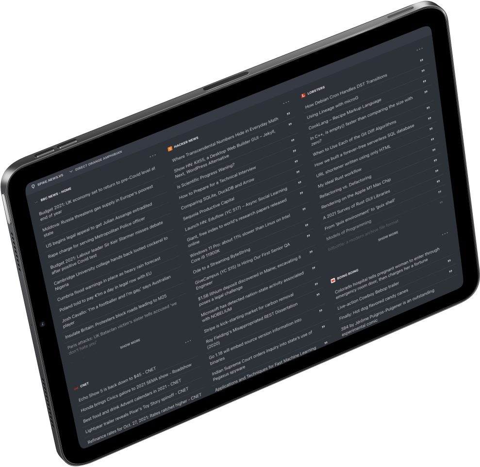 An iPad showing a Vue JS web app